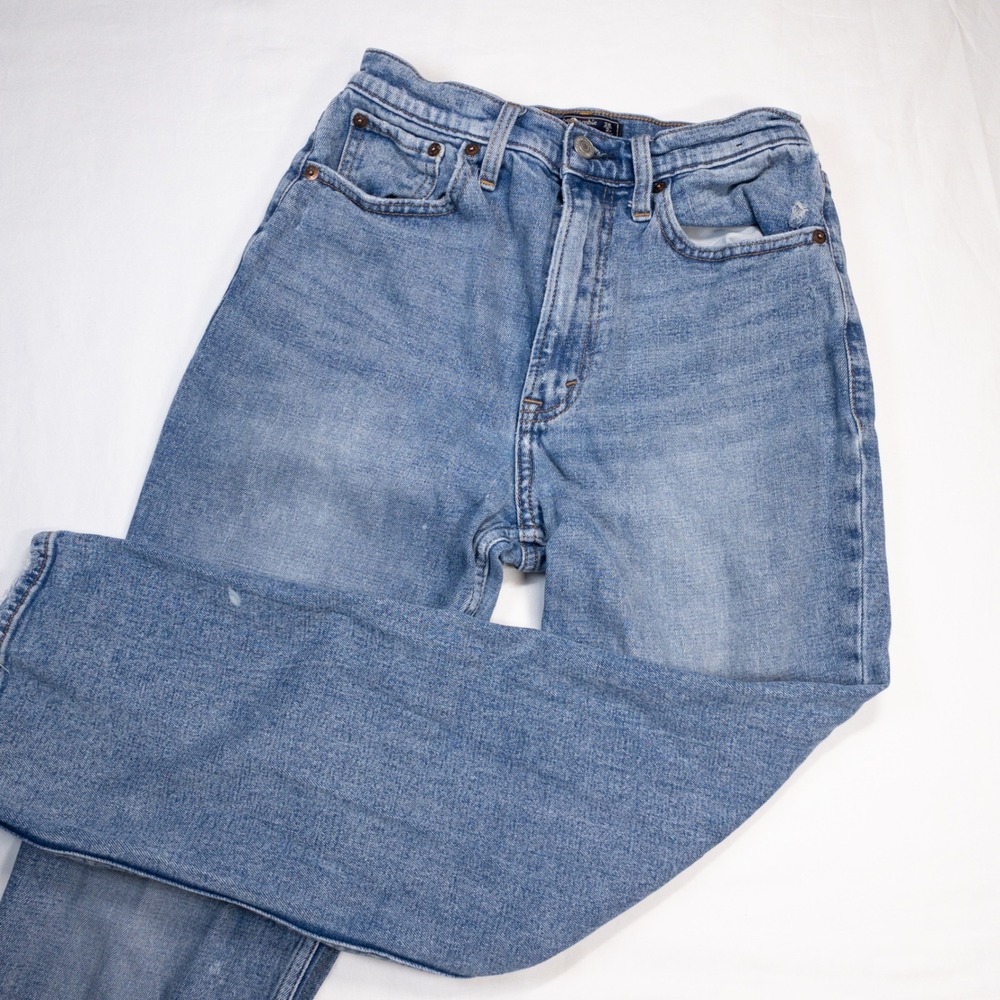 Abercrombie & Fitch Ultra High Rise Straight Jeans Blue Denim 26 2R Womens